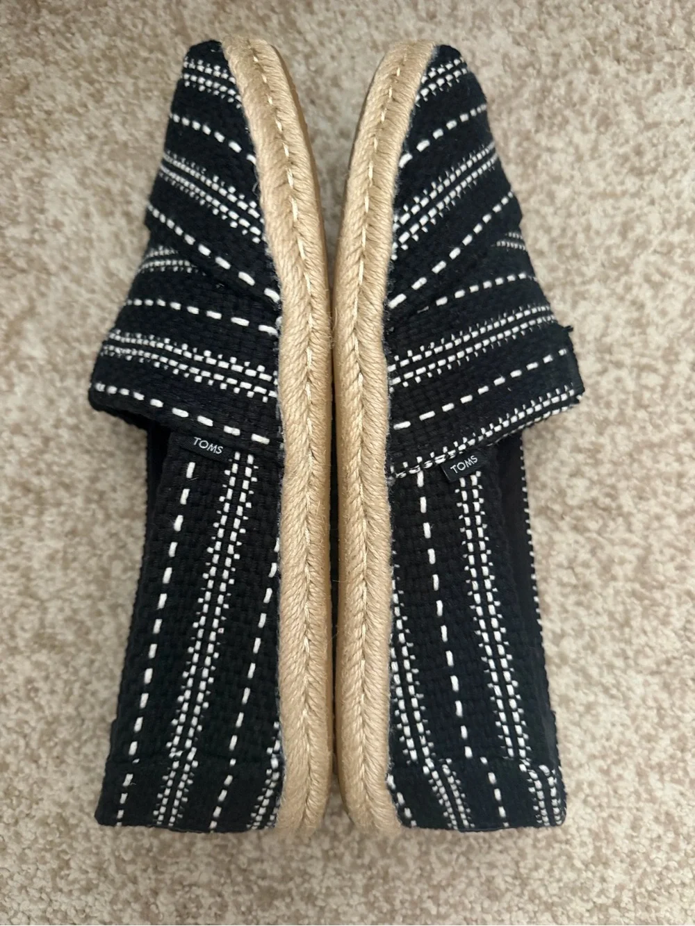 Tom’s Women’s Alpargata Rope Black Multi Chunky Global Woven Size 9.5 boho casua